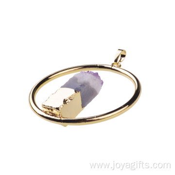 Gold Plated Amethyst Pendant Necklace Charm Pendulum